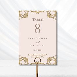 Numeração De Mesa Elegante Pó Rosa Barroco Casamento Cristão