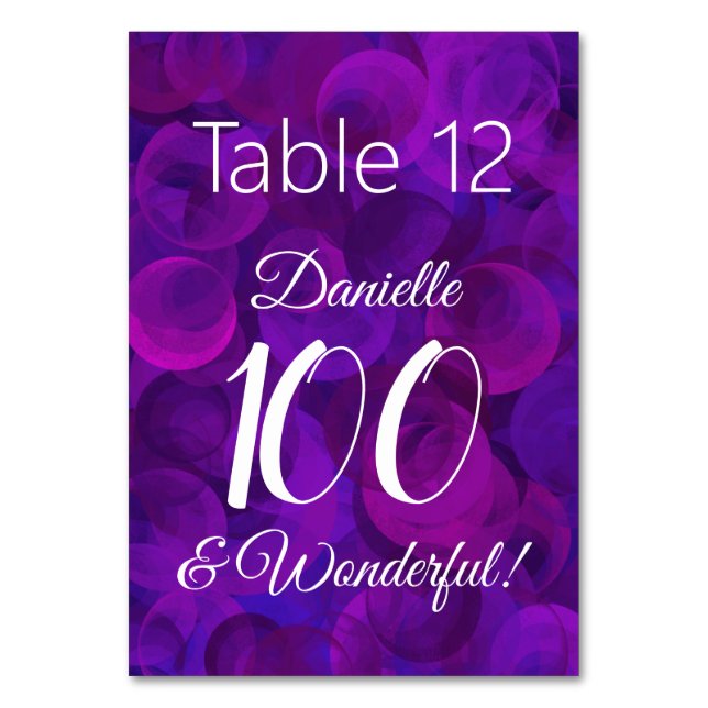 Numeração De Mesa Elegante Purple 100 e Festa de aniversário Maravil (Frente)