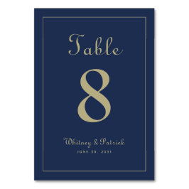 Numeração De Mesa Elegante Recepção de Casamento Azul Dourado Jantar