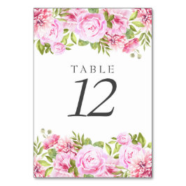 Numeração De Mesa Elegante Rosa Bege Peônia Floral