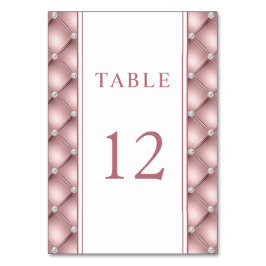 Numeração De Mesa Elegante Rosa Dourado Diamante Casamento Tufted