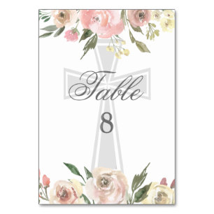 Numeração De Mesa Elegante Rosa Floral Festa de Confirmação Personal
