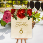 Numeração De Mesa Elegante Rosa vermelha de Champagne Vintage Mesa 6<br><div class="desc">Rosas vermelhas elegantes e na moda no cartão de Mesa 6 de cor champanhe.</div>