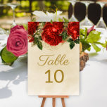Numeração De Mesa Elegante Rosa vermelha de Champanhe Vintage 10<br><div class="desc">Rosas vermelhas elegantes e na moda na placa de Mesa 10 de cor champanhe.</div>