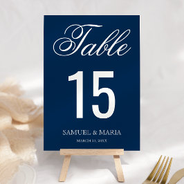 Numeração De Mesa Elegante Roteiro Casamento Azul Marinho