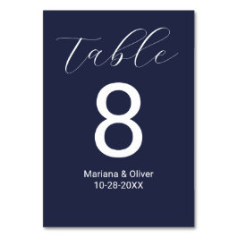 Numeração De Mesa Elegante Roteiro de Caligrafia Casamento Azul Mari