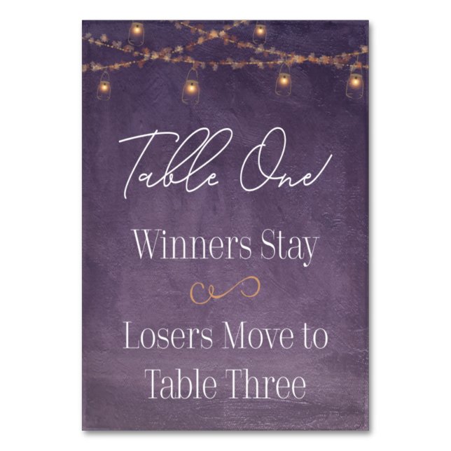 Numeração De Mesa Elegante Rustic Tea Luz Purple Bunco Mesa One (Frente)