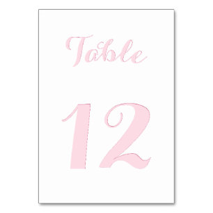 Numeração De Mesa Elegante Script Branco Rosa Chic Noiva Festa de Ca