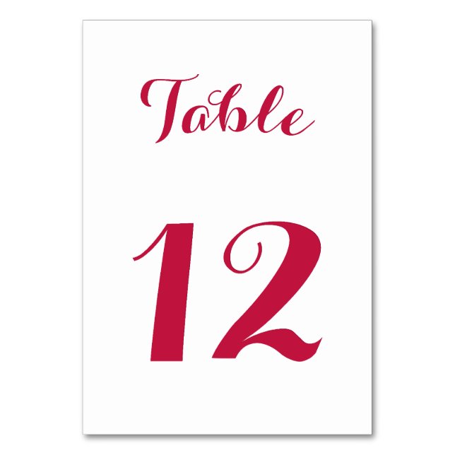 Numeração De Mesa Elegante Script Chic Branco Vermelho Noiva Festa d (Frente)