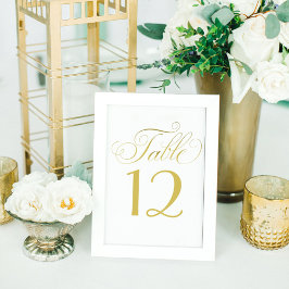 Numeração De Mesa Elegante Script de Caligrafia a Ouro Casamento Bra