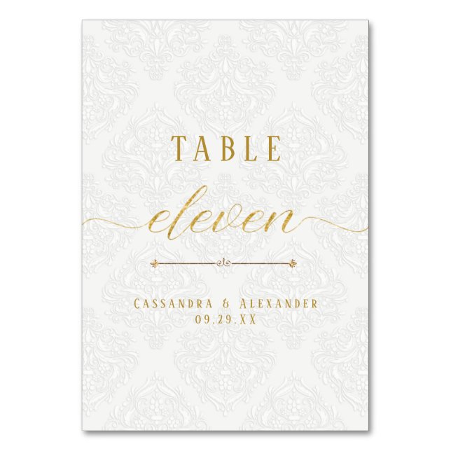 Numeração De Mesa Elegante Script Letra Maiúscula Renda Dourado Casa (Frente)