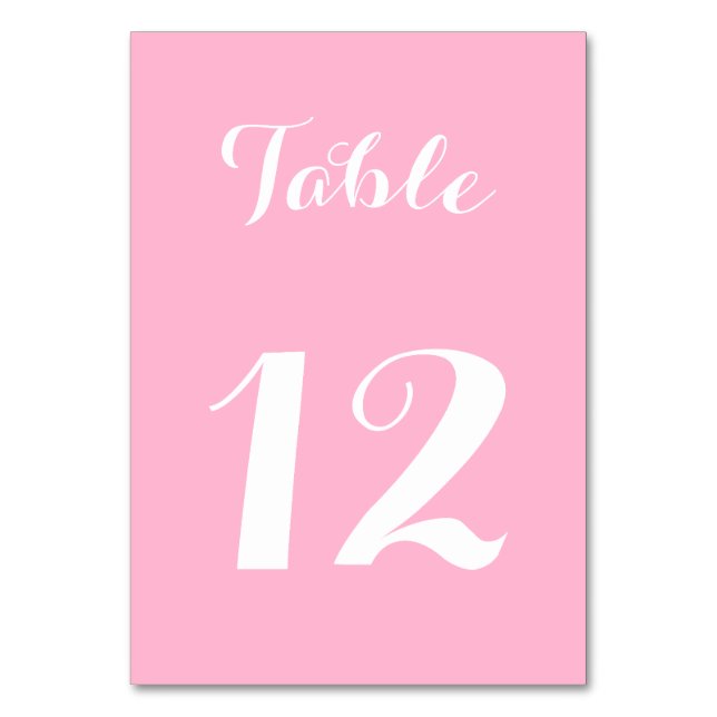 Numeração De Mesa Elegante Script Rosa Branco Festa de Casamento Noi (Frente)