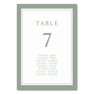 Numeração De Mesa Elegante Simples Minimal Borda Verde Salvia Casame