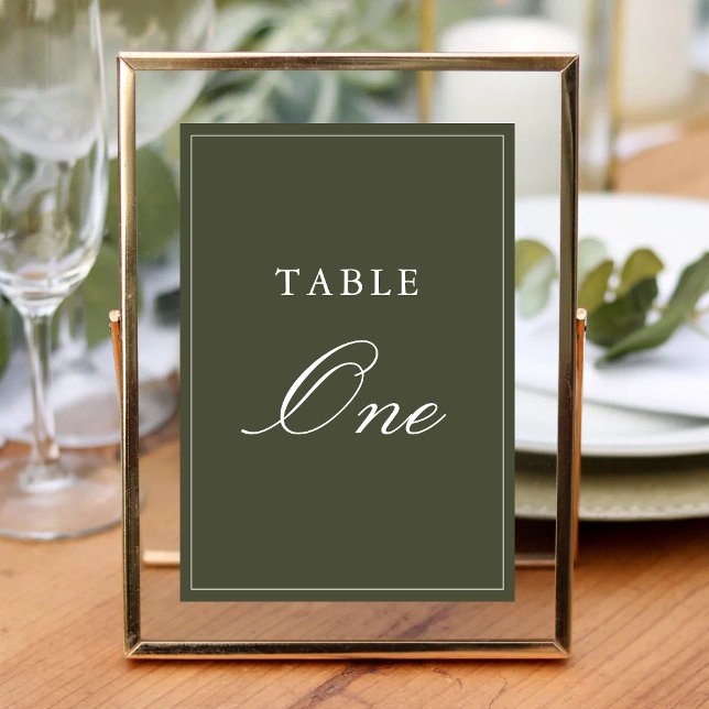 Numeração De Mesa Elegante Sinal de Número de Mesa de Casamento em V (Elegant dusty green script table numbers bring timeless style and effortless guest navigation.)
