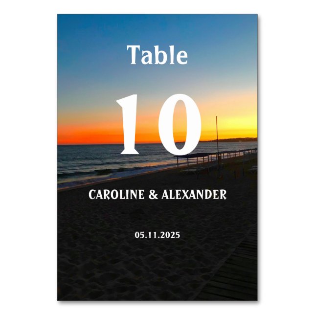 Numeração De Mesa Elegante Summer Ocean Sunset Tropical Beach Hawaii (Frente)