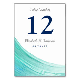 Numeração De Mesa Elegante Turquoise Tides Beach Weding Table Number