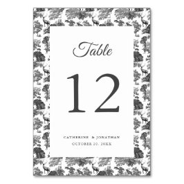 Numeração De Mesa Elegante Vintage Black White Toile Deer