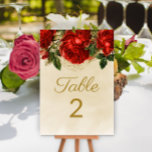 Numeração De Mesa Elegante Vintage Rosa vermelha Champagne Mesa 2<br><div class="desc">Rosas vermelhas elegantes e na moda no cartão de Mesa 2 de cor champanhe.</div>