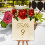 Numeração De Mesa Elegante Vintage Rosa vermelha Champagne Mesa 9<br><div class="desc">Rosas vermelhas elegantes e na moda no cartão de Mesa 9 de cor champanhe.</div>