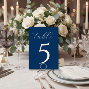 Numeração De Mesa Elegantes iniciais de casais de casamento azul nav