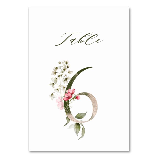 Numeração De Mesa Embalagem Botânica Elegante Número 6, (Frente)