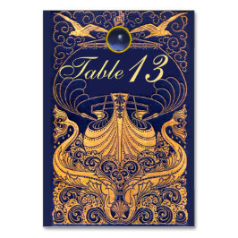 Numeração De Mesa Embarcação Antiga,Golfinhos,Dourado,Azul Marinho N