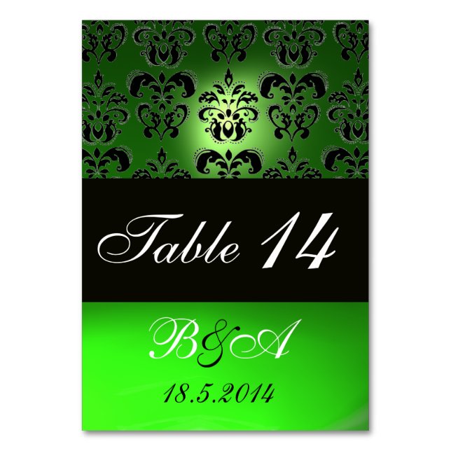 NUMERAÇÃO DE MESA EMERALD GREEN BLACK WHITE CLASSY MONOGRAMA (Frente)