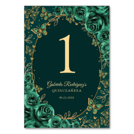 Numeração De Mesa Emerald Green Gold Quinceanera