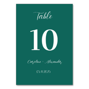 Numeração De Mesa Emerald Green Modern Elegante Mesa de Casamento Ún
