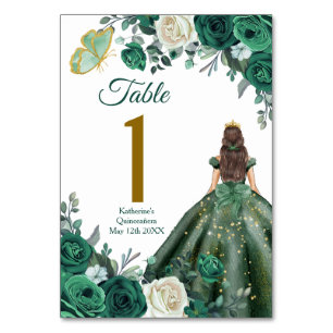 Numeração De Mesa Emerald Green Vestida Quinceañera Crown Aniversári