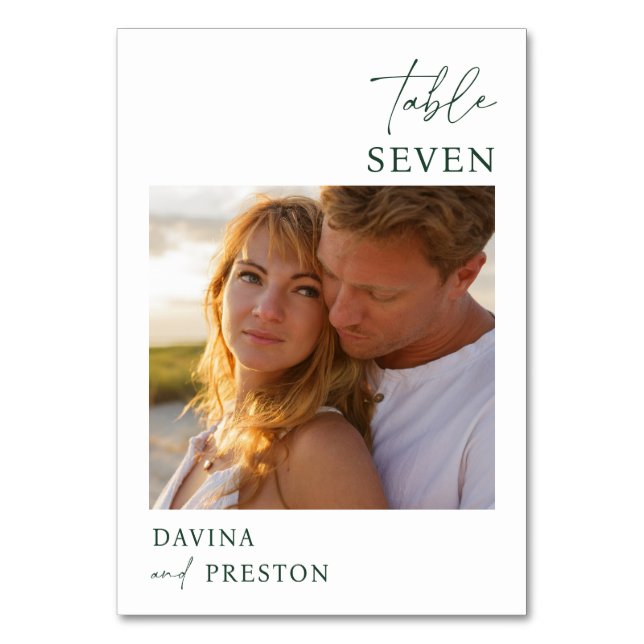 Numeração De Mesa Emerald Greenn Script MINIMAL FOTO (Frente)