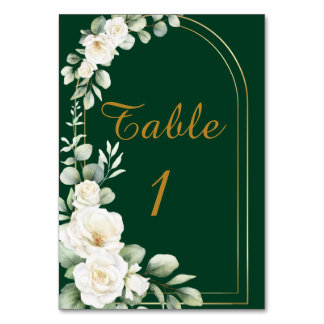 Numeração De Mesa Emerald Winter Elegant Gold Floral Wedding
