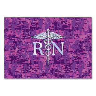 Numeração De Mesa Enfermeira Registrada RN Caduceus em Pink Camo