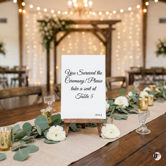 Numeração De Mesa Engraçado "Você Sobreviveu à Cerimônia" Casamento  (Criador carregado)
