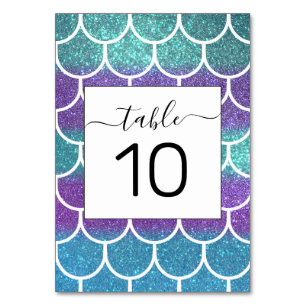Numeração De Mesa Escalas de Scallop De Sereia Com Lente Roxa