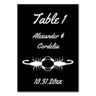 Numeração De Mesa Escorpiões Brancos Góticos Personalizados