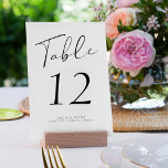 Numeração De Mesa Escrita moderna elegante casamento preto e branco<br><div class="desc">Simples e elegante script clássico de caligrafia negra formal recepção de casamento de placa de mesa branca personalizada. NOTE que para solicitar números diferentes você precisa personalizá-los e colocá-los no carrinho de compro um a um (uma placa sem 1, outra sem 2, etc). Você pode alterar a cor do texto...</div>