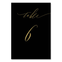 Numeração De Mesa Escrito Elegante Dourado Negra Minimalista N.º 6 C
