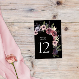 Numeração De Mesa Escuro Escuro da Cascata Floral Negra Elegante