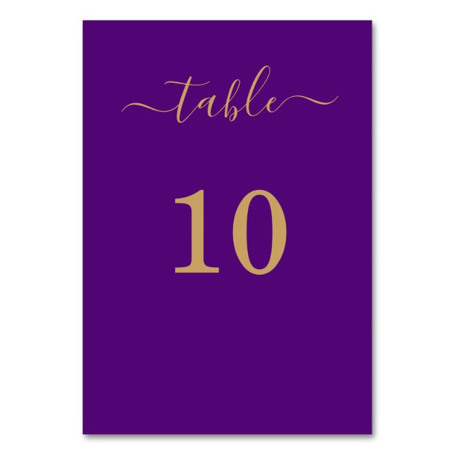 Numeração De Mesa Escuro Simples Elegante, Dourado, Roxo (Frente)