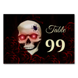 Numeração De Mesa Escuro Vermelho floral negro e negro crânio gótico