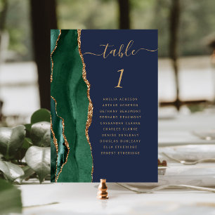 Numeração De Mesa Esmeralda Verde Dourado Ágata Azul Marinho Casamen