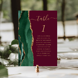 Numeração De Mesa Esmeralda Verde Dourado Ágata Burgundy Casamento