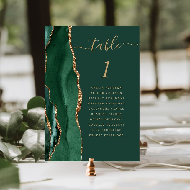 Numeração De Mesa Esmeralda Verde Ouro Ágata Casamento (Criador carregado)