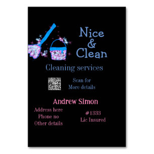 Numeração De Mesa Estilo azul cor-de-rosa brilhante limpador nome e 