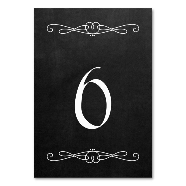 Numeração De Mesa Estilo de quadro chalkboard 3,5" x 5" #6 (Frente)