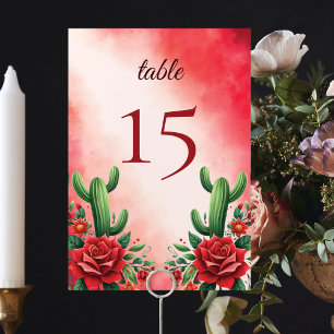 Numeração De Mesa Estilo Vermelho Mexicano Quinceañera