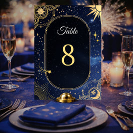 Numeração De Mesa Estrela cadente azul Casamento celestial do sol e 