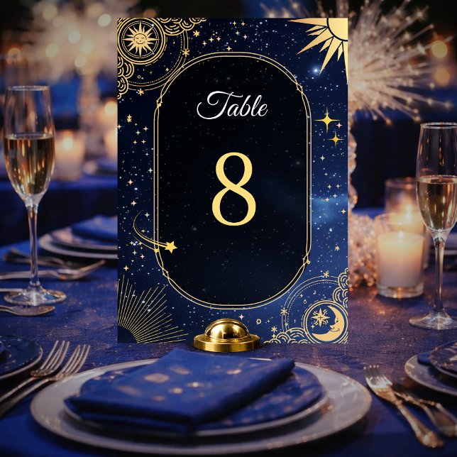 Numeração De Mesa Estrela cadente azul Casamento celestial do sol e  (Criador carregado)