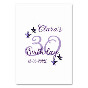 Numeração De Mesa Estrelas brilhantes roxas retro moderno aniversári